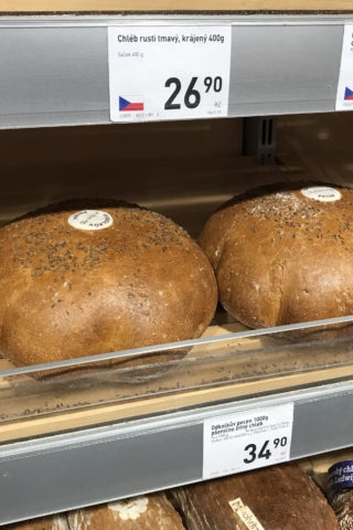 Bread with an edible label on the shelf can't be missed